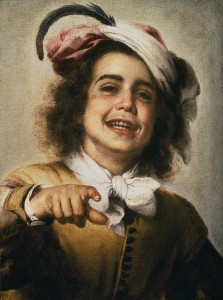 Enfant riant avec chapeau a plumes_Esteban Perez Murillo